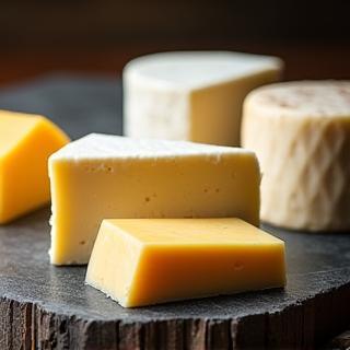 A delectable assortment of Warrnambool Dairy Foods Artisan Cheeses on a platter