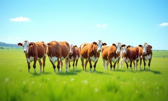 Lush green pastures with healthy cows, demonstrating sustainable dairy farming practices.